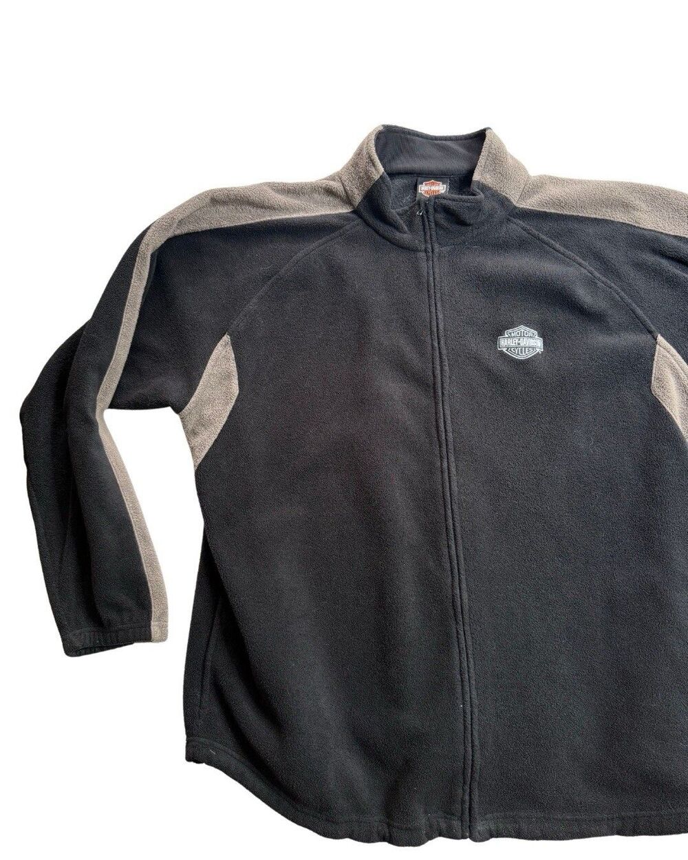 Harley Davidson Mens Jacket Fleece Full Zip Embroidered  Black Sz 2XL